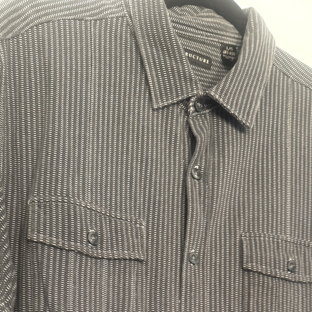 Structure Men's grey/White Striped Shirt